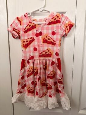 Birdie Bean bamboo 3T Girls' Cherry Pie Print Pink Dress